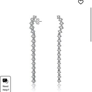 Elegant Silver Drop Earrings cz stones